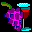 Icon Nr. 1538 (32 x 32 px, 16 Farben): Weinglas mit Reeben mi Vordergrund (Kategorie Natur und Nahrung) Weinglas mit Reeben mi Vordergrund