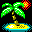 Icon Nr. 6431 (32 x 32 px, 16 Farben): Palmeninsel (Kategorie Gebäude, Architektur und Landschaften) Palmeninsel