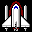 Icon Nr. 7653 (32 x 32 px, 16 Farben): Space Shuttle (Kategorie Technik und Industrie) Space Shuttle