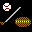 Icon Nr. 7876 (32 x 32 px, 16 Farben): Baseball, Golf, Football (Kategorie Spiel, Freizeit und Sport) Baseball, Golf, Football
