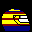 Icon Nr. 54479 (32 x 32 px, 16 Farben): Formel 1-Rennfahrer-Helm (Kategorie Spiel, Freizeit und Sport) Formel 1-Rennfahrer-Helm